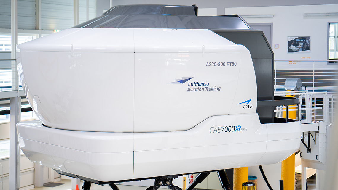 Lufthansa Aviation Training flight simulator for Airbus A320-200 in a training centre