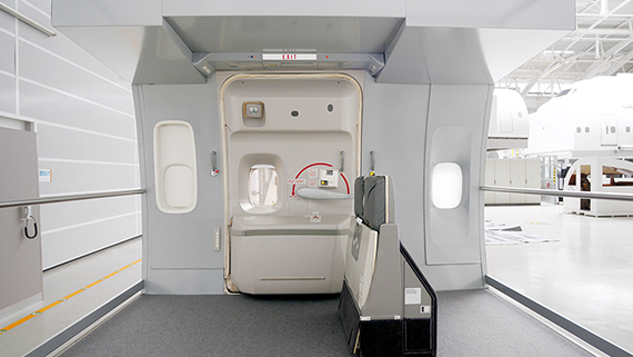 A Door Trainer in a training center of Lufthansa Aviation Training